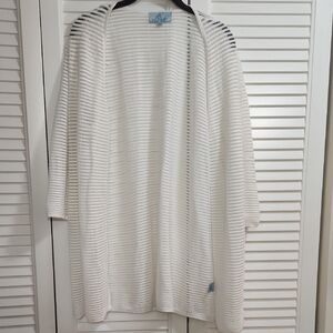 Joan Vass White Striped Cardigan